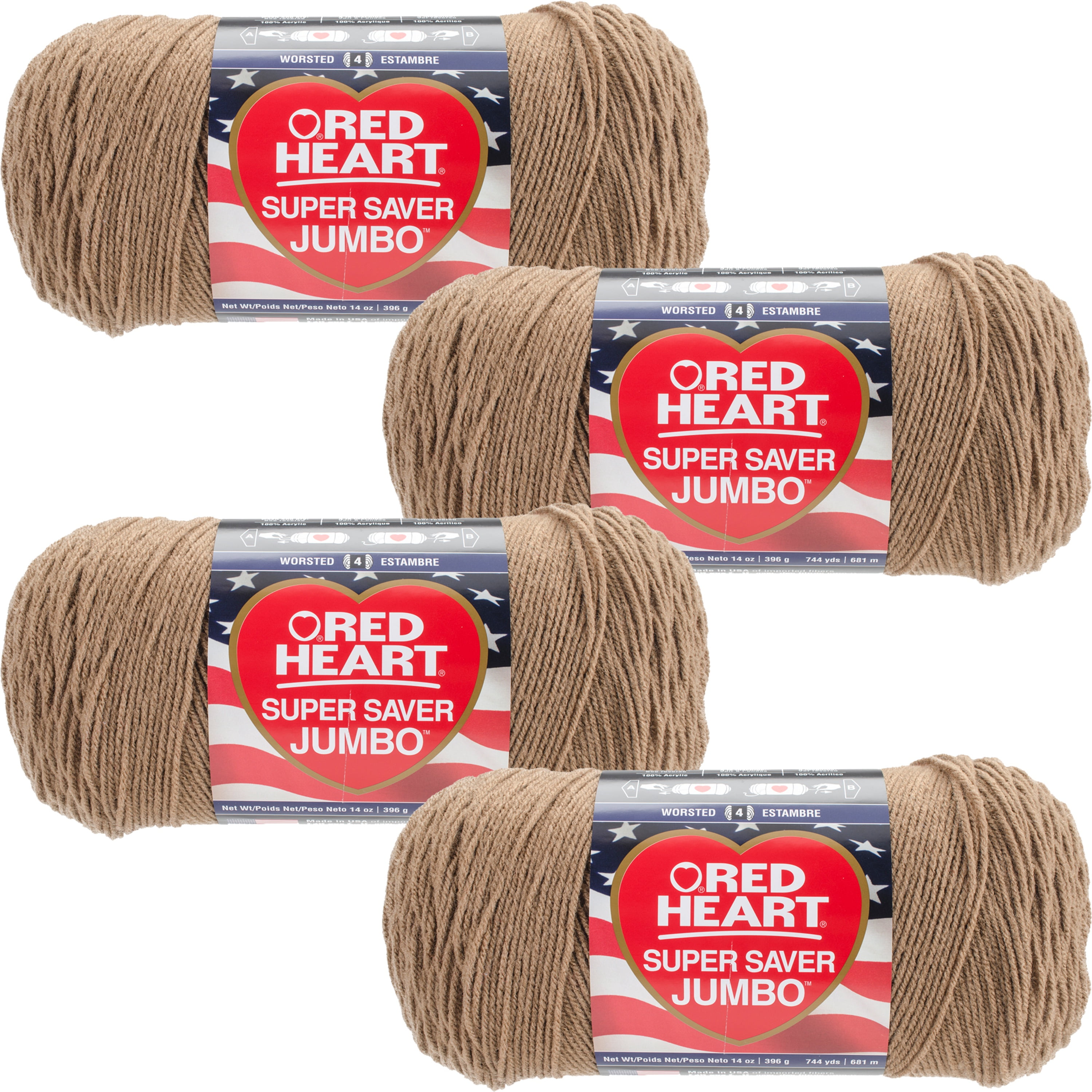 Red Heart Super Saver YarnCafe Latte, Multipack Of 4