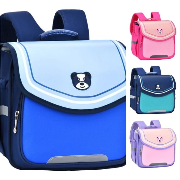 CUZIBR Kids Backpack With Cute Animal Print Color Block Multi Pocket For Primary Students Toddler Boys School Bookbag Adjustable Padded Shoulder Straps Outdoor Travel Daily Use