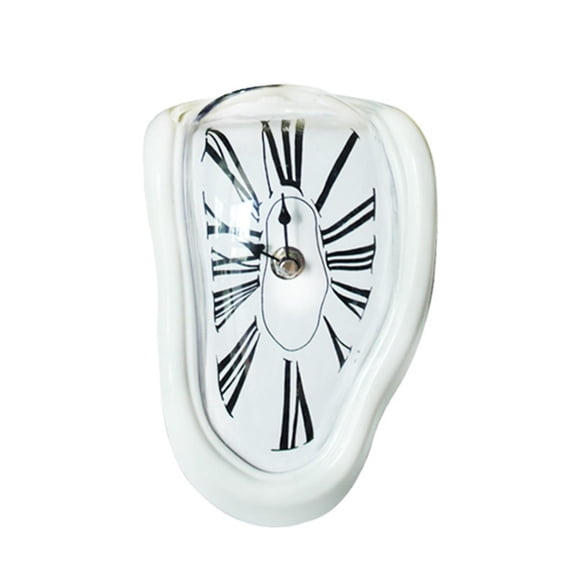 Black Wall Clock, Wall Clock Decorative, 10X4 In, Melted Distorted Shape, Clock Wall Decor, Living Room Entry Display, White Frame, 1 Pc