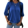 thumbnail image 2 of Women Blouses Womens Button down Shirts Short Sleeve Teacher Graphic Tees for Womens Short Sleeve Tunic Tops for Leggings Long Blouses Women Dressy Long Athletic Top Ladies Dress Tops Blue 2XL, 2 of 8