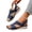 Dark Blue, variant on Women's Open Toe Wedge Orthopedic Sandals Boho Non-slip Dressy Summer Sandals with Ankle Strap Breathable Casual Walking Shoes