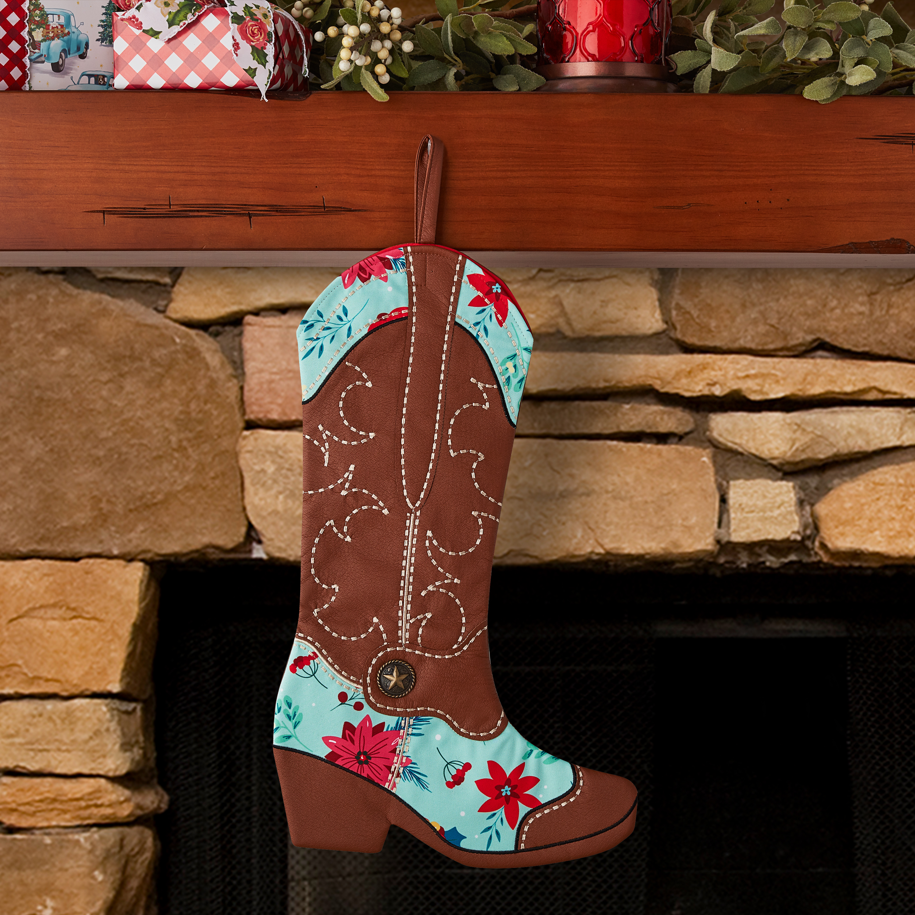 The Pioneer Woman Floral Boot Multi-color Christmas Stocking, 20" - image 2 of 5