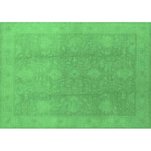 Ahgly Company Indoor Rectangle Oriental Emerald Green Industrial Area Rugs, 7' x 9'