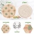 thumbnail image 4 of Yayeee 6 PCS Drink Coasters with Holder Set Woven Absorbent Round Tabletop Hot Pad, Pastel Beige Geometric, 4 of 7