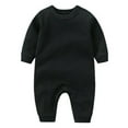 thumbnail image 3 of Loopsun Kids Long Romper, Children's Solid Round Neck Long Sleeve Long Romper Jumpsuit Black,3-6 Months, 3 of 4