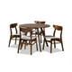 thumbnail image 1 of Juego de comedor de 5 piezas Baxton Studio Philip tapizado en tela gris claro y madera Con acabado marrón nogal, 1 of 2