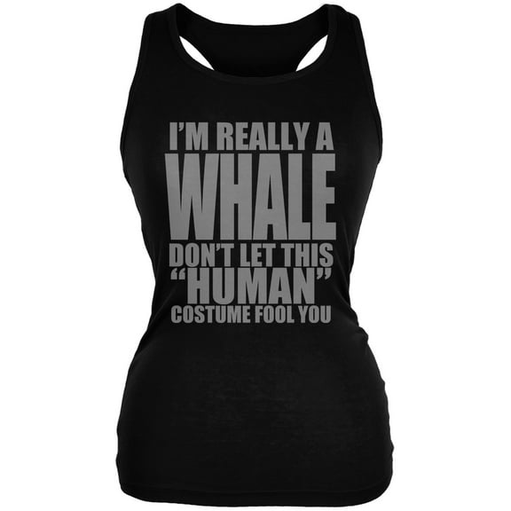 Halloween Human Whale Costume Black Juniors Soft Tank Top - Small