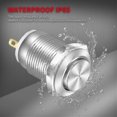 thumbnail image 2 of 12mm Metal Waterproof Momentary Push Button Switch Push Button Switches Spst No Momentary Switch 2a 12v/24v/125v/250v 5 Pack(high Head), 2 of 3