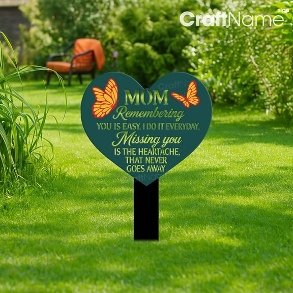 Craftnamesign Custom Mom Memorial Metal Stake, Memorial Garden Plaque for Mother Loss, Grave Marker
