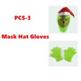 thumbnail image 3 of Disfraces de cosplay de Grinch de Feliz Navidad, máscara de peluche de ladrón verde, pantalones, guantes, gorro rojo de Papá Noel, camisetas, calcetines, conjunto festivo, regalo de Navidad, 3 of 4