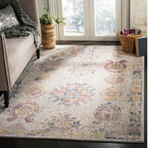 SAFAVIEH Bristol Bill Oriental Polyester Area Rug, Light Gray/Blue, 5'1" x 7'6"