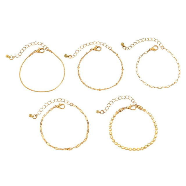 5 pulseras de oro para mujer jinwen cadena pequeña minimalista pulseras apilables de moda