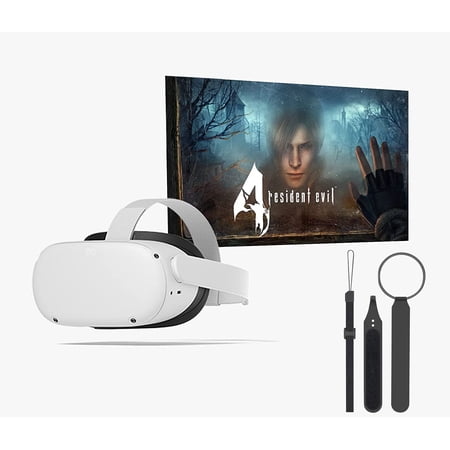 Meta Quest 2 — Advanced All-In-One Virtual Reality Headset — 128G with Resident Evil 4 + Mazepoly Knuckle Straps