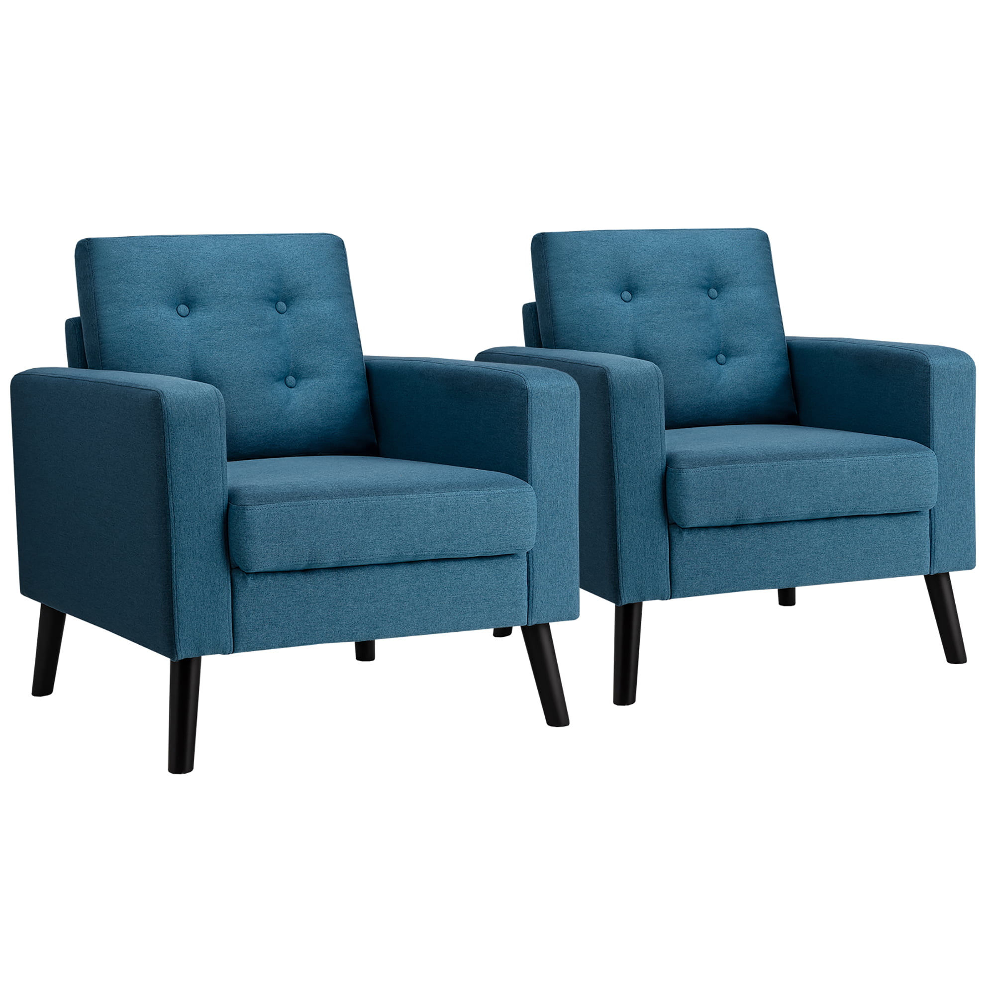 Costway Set of 2 Modern Tufted Accent Chair Linen