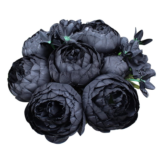 Flores 12 ramos de peonías artificiales Decoración para fotografía de bodas Ramos de rosas artificiales negras.
