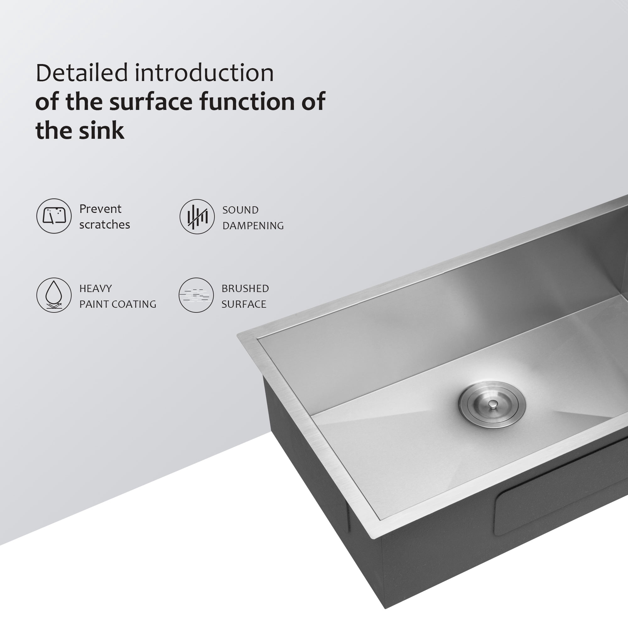 Boyuevi 32 Inch Undermount Sink - 32" x 19" x 9" Undermount Stainless Steel Kitchen Sink 16 Gauge 9 Inch Deep Single Bowl Kitchen Sink Basin, Includes Drain Assembly (No Additional Accessories)