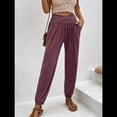 thumbnail image 4 of Pantalones Deportivos de Yoga para Mujer, Holgados, Tipo Harén, para Hacer Ejercicio, Informales, Cómodos, con Bolsillos Púrpura S, 4 of 7