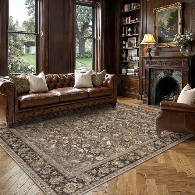 BERTHMEER 8'x10' Area Rugs for Living Room Large Brown Vintage Rugs ...
