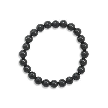 Black Onyx Bead Stretch Bracelet Genuine Stones