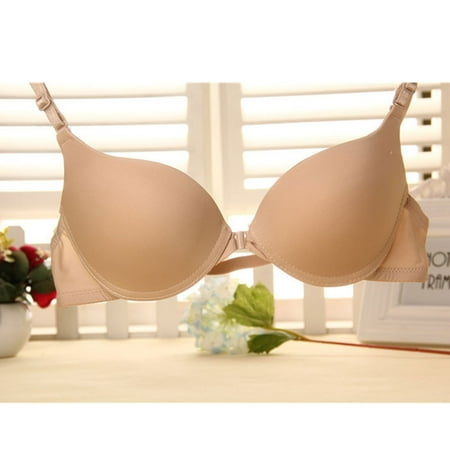 

Fashion Bra Spring and Summer Seamless Front Button Bra Push up Underwear Buckle Female Small Chest Bra(Skin Color 80B)