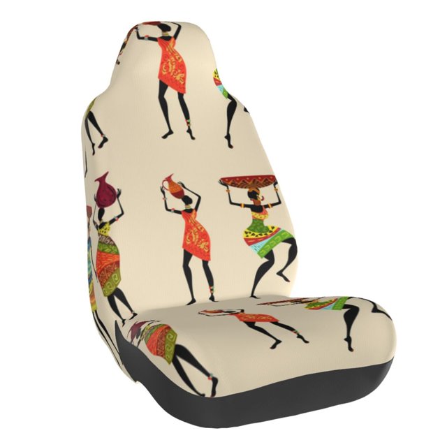 Balery African Women Funda de Asiento para Auto con Diseño - Cubierta Frontal Suave y Transpirable con Protector Antideslizante- 1 Unidad