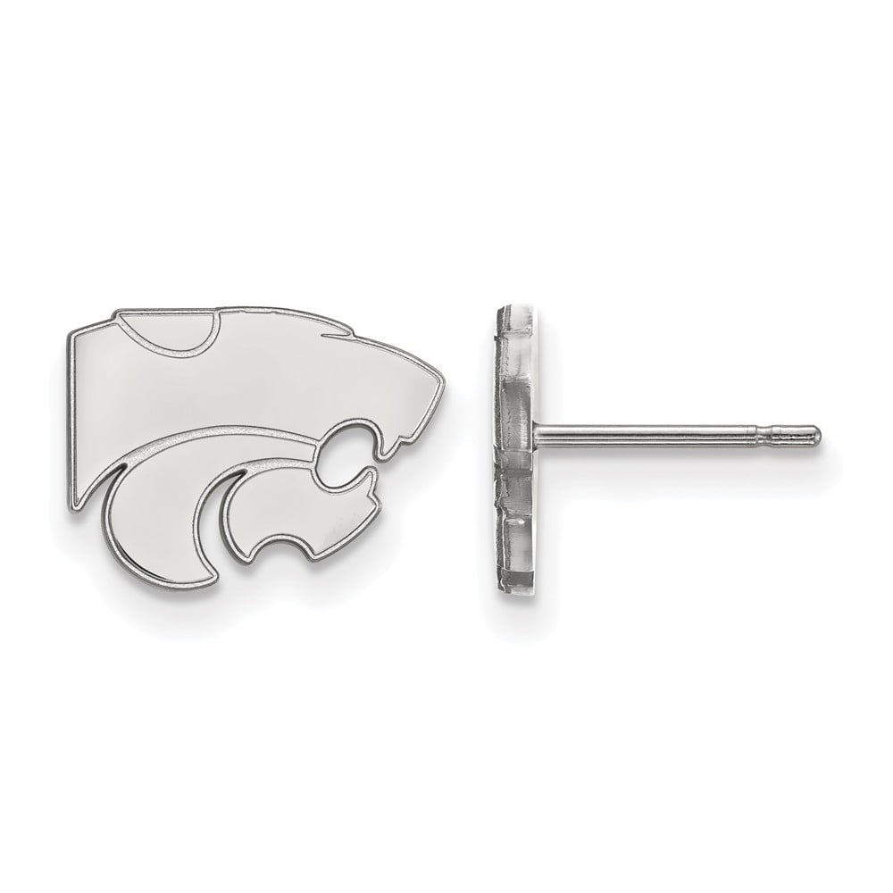 925 Sterling Silver Rhodium-plated Laser-cut Iowa State University Small Post Earrings