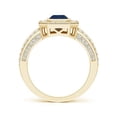 thumbnail image 2 of ANGARA Natural Vintage Style 1.05 ct Blue Sapphire Split Shank Halo Ring in 14K Yellow Gold for Women (Size-7x5mm) | September Birthstone, Anniversary, Jewelry Gift for Women | Natural Sapphire Ring, 2 of 9