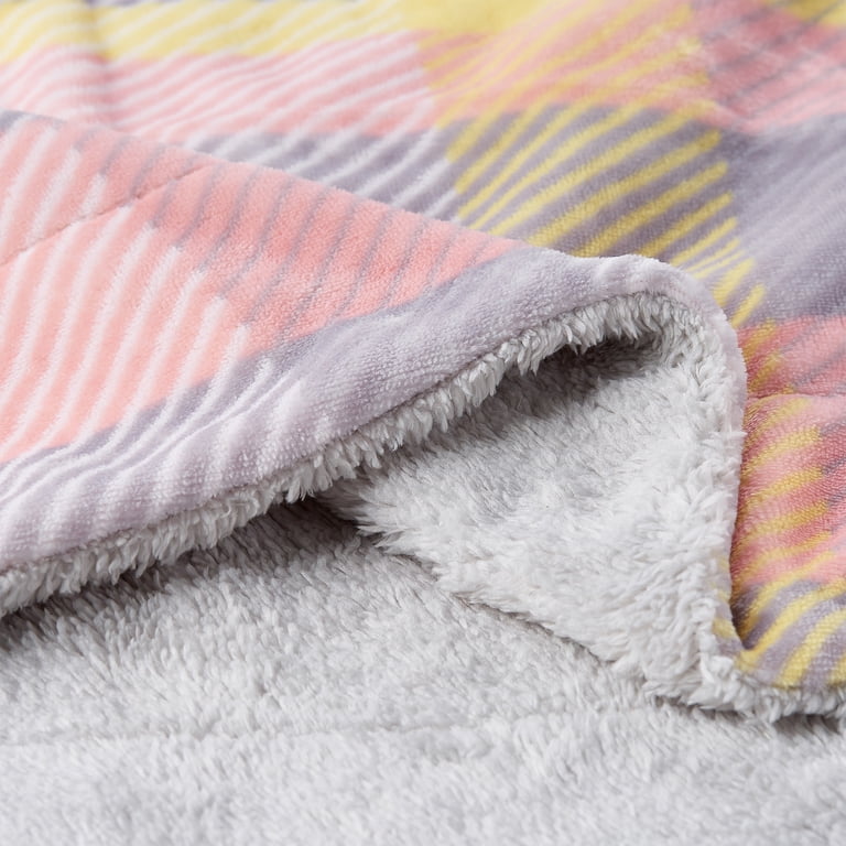 Somerset Home Poly Fleece Sherpa Throw Blanket 70x60 Plaid photo 4