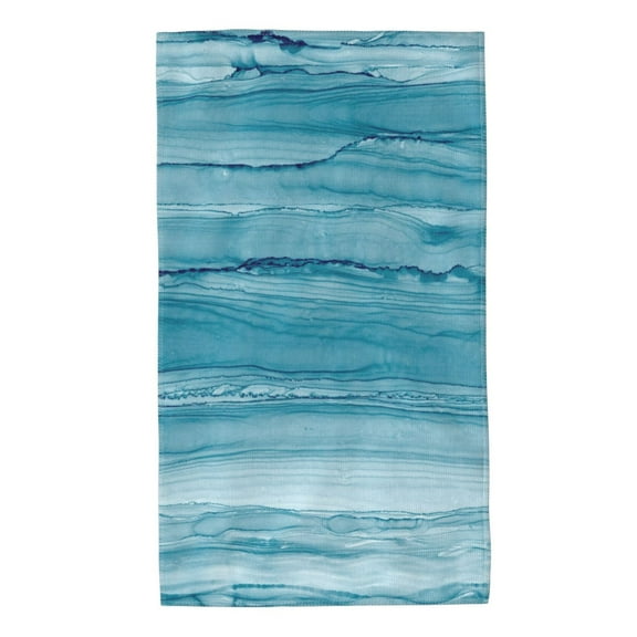 Kdxio Hand Towel Teal Turquoise Fluid Stripes for Bathroom Kitchen Fingertip Bath Towels 27.5 x 16 Inch Home Hotel Gym Laundry Room