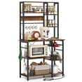thumbnail image 1 of Gymax Bakers Rack w/ Power Outlet 6-Tier Microwave Stand w/ Wooden Open Shelves, 1 of 10