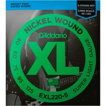 D'Addario EXL220-5 5-String Nickel Wound Bass Guitar Strings, Super Light, 40-125, Long Scale