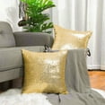 thumbnail image 2 of PiccoCasa 2Pcs Decorative Sequin Throw Pillow Covers 16"x16" Cushion Covers for Party, Gold Tone, 2 of 6