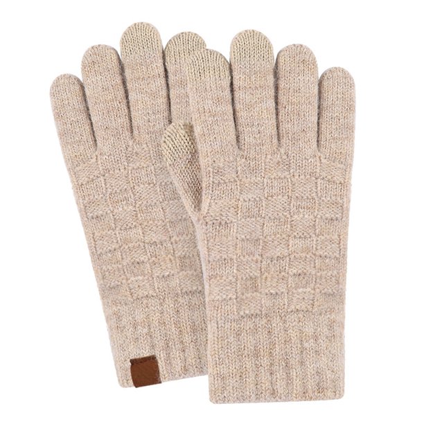 Guantes de invierno para mujer de punto trenzado para mensajes de texto con pantalla táctil y smartphone