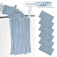 thumbnail image 3 of YMHPRIDE 35" x 157" Cheesecloth Dusty Blue Table Runner, 6 Pack, 3 of 7