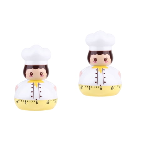 

Raindrops 2pcs Mini Chef Design Mechanical Timer Kitchen Timer Household Cooking Time Manager Baking Reminder Boiled Egg Countdown Timer (Yellow)
