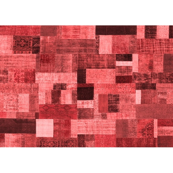 Ahgly Company Indoor Rectangle Patchwork Red Transitional Area Rugs, 3' x 5'