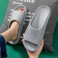 thumbnail image 3 of KaLI_store Men Shoes Slippers for Men Non-slip Light Weight Flat Slide Sandals Shower Sandals House Soft Flip Flop Shoes for Indoor Home Garden Bathroom Poolside,Grey, 3 of 4