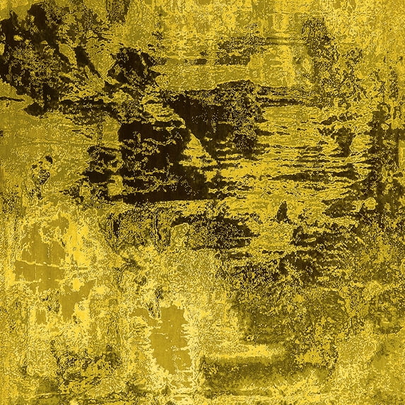 Ahgly Company Machine Washable Indoor Square Oriental Yellow Industrial Area Rugs, 7' Square