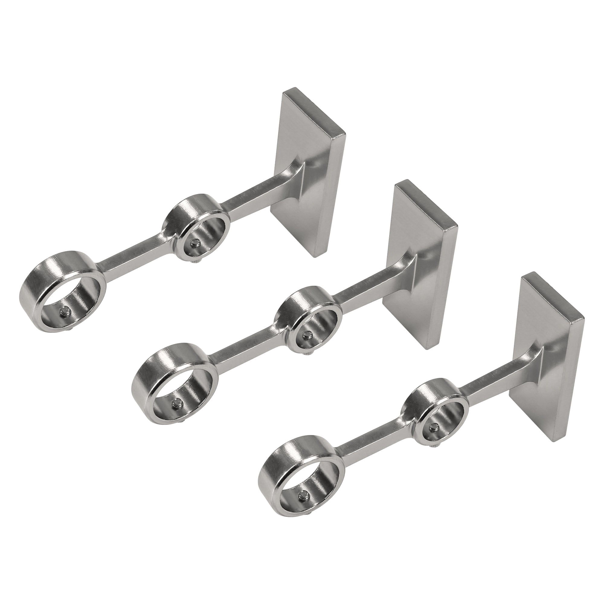Lumi Home Furnishings Non-Adjustable Double Curtain Rod Brackets 1 in. (3-Piece)
