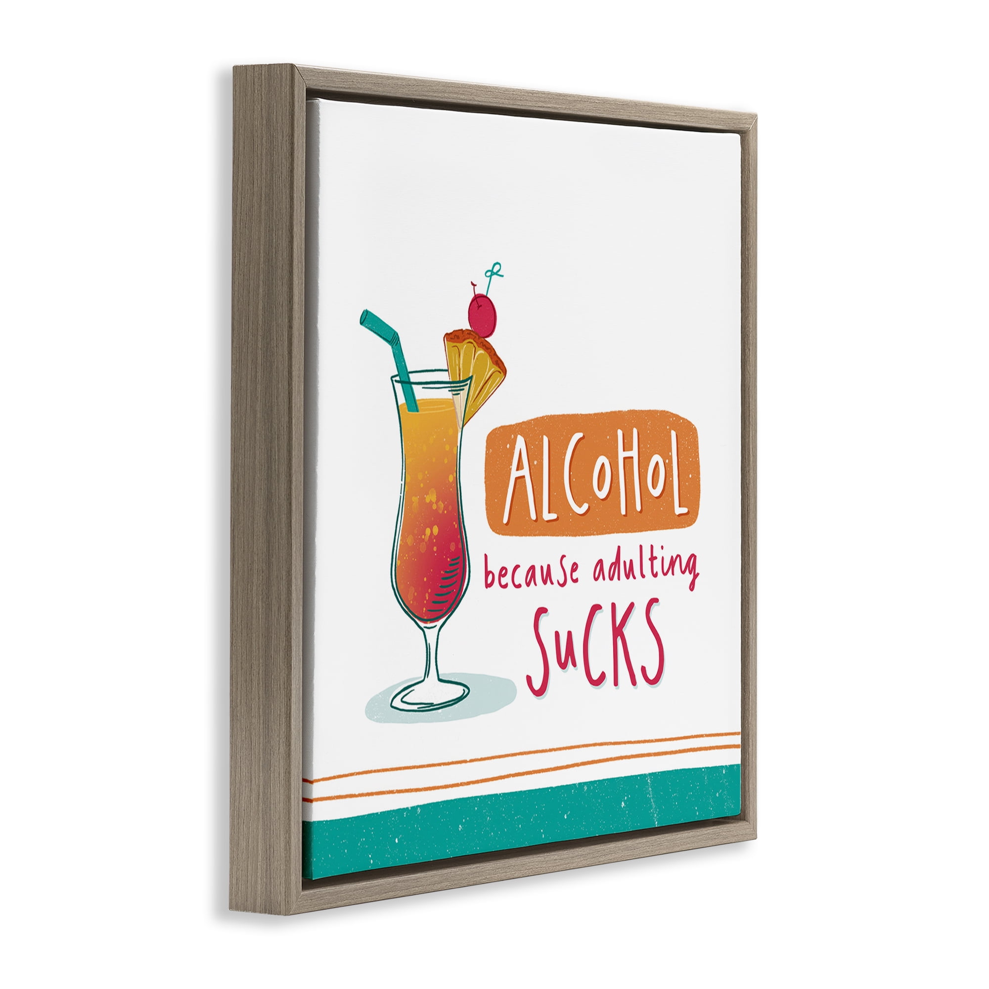 Stupell Industries Funny Adulting Phrase Food & Beverage Painting Brown Floater Framed Canvas Art Print Wall Art, 25 x 25