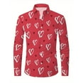 thumbnail image 3 of YAYUBA Mens Casual Button Down Shirts Funny Design Valentine's Day Streetwear Wrinkle Free Comfy Date Night Outfit Boat Neck Sweatsuit Outfits, 3 of 3