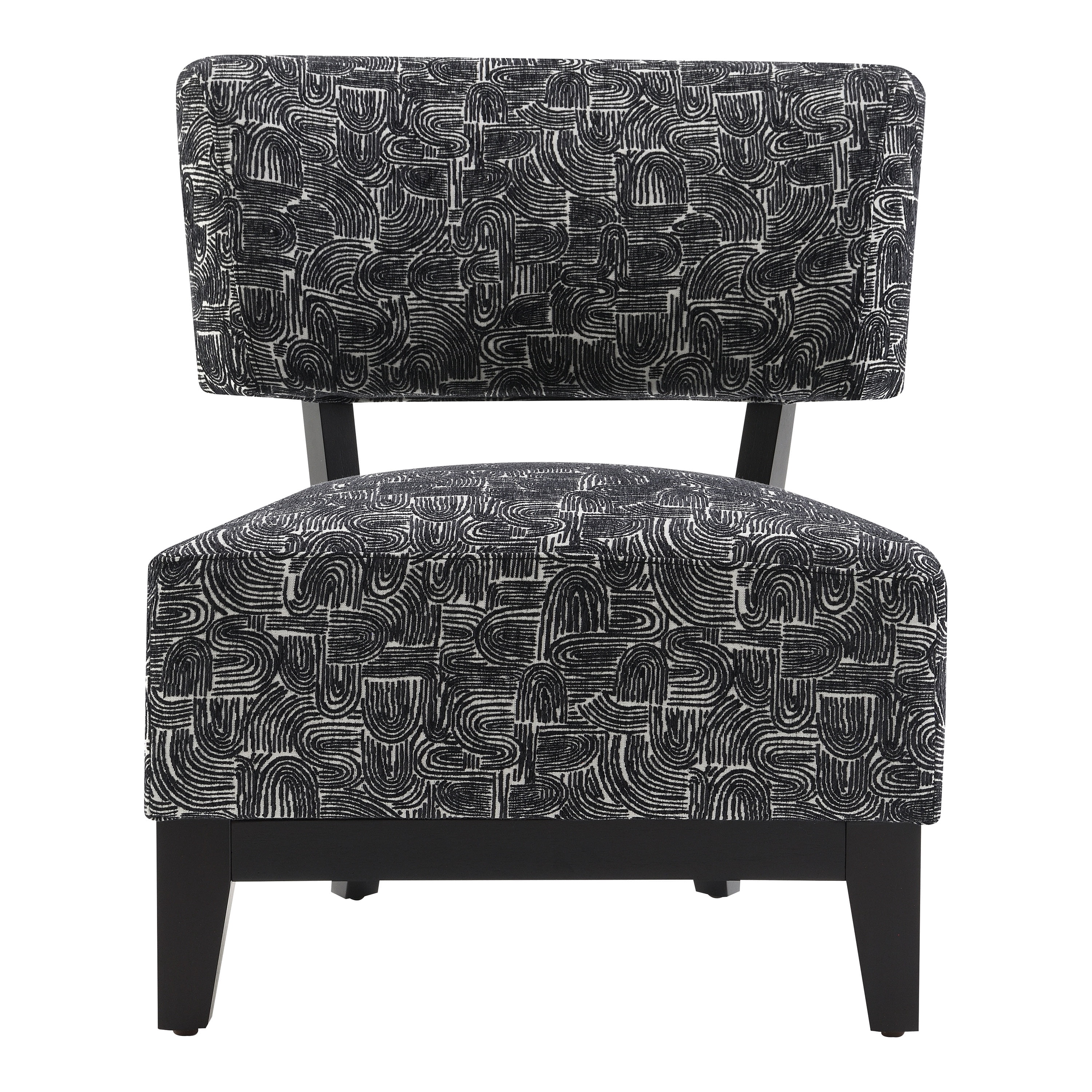 Furniture of America Swene Modern Fabric Abstract Pattern Accent Chair, Black
