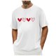 thumbnail image 1 of Tops para hombre, blusas y camisas de cuello redondo y manga corta para hombre. Camiseta/camisa informal de cuello redondo y manga corta con estampado de corazones para hombre. Tops de poliéster para, 1 of 4