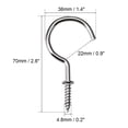thumbnail image 3 of Uxcell 2.8" Screw Eye Hooks Self Tapping Screws Screw-in Hanger Silver 10 Pack, 3 of 5
