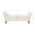 thumbnail image 3 of Beige Velvet Bench With Solid Wood Frame And Pillow For Nursery, Bedroom - Rectangular Legs Crystal Buckle Hallway, 3 of 6