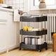 thumbnail image 5 of Carrito de almacenamiento con ruedas de 3 niveles y reposabrazos | Organizador de plástico para cocina, baño y sala de estar | Carrito utilitario móvil con estantes ventilados y ruedas, 5 of 6