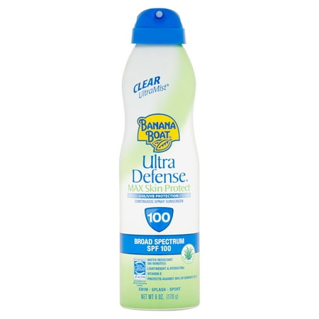 Banana Boat Ultra Defense Max Skin Protect Continuous Spray Sunscreen Broad Spectrum, SPF 100, 6 oz