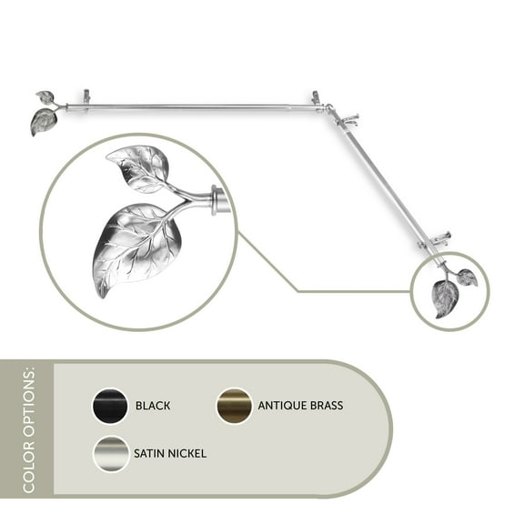 Eve Corner Window Curtain Rod 13/16 inch 48-84" - Satin Nickel