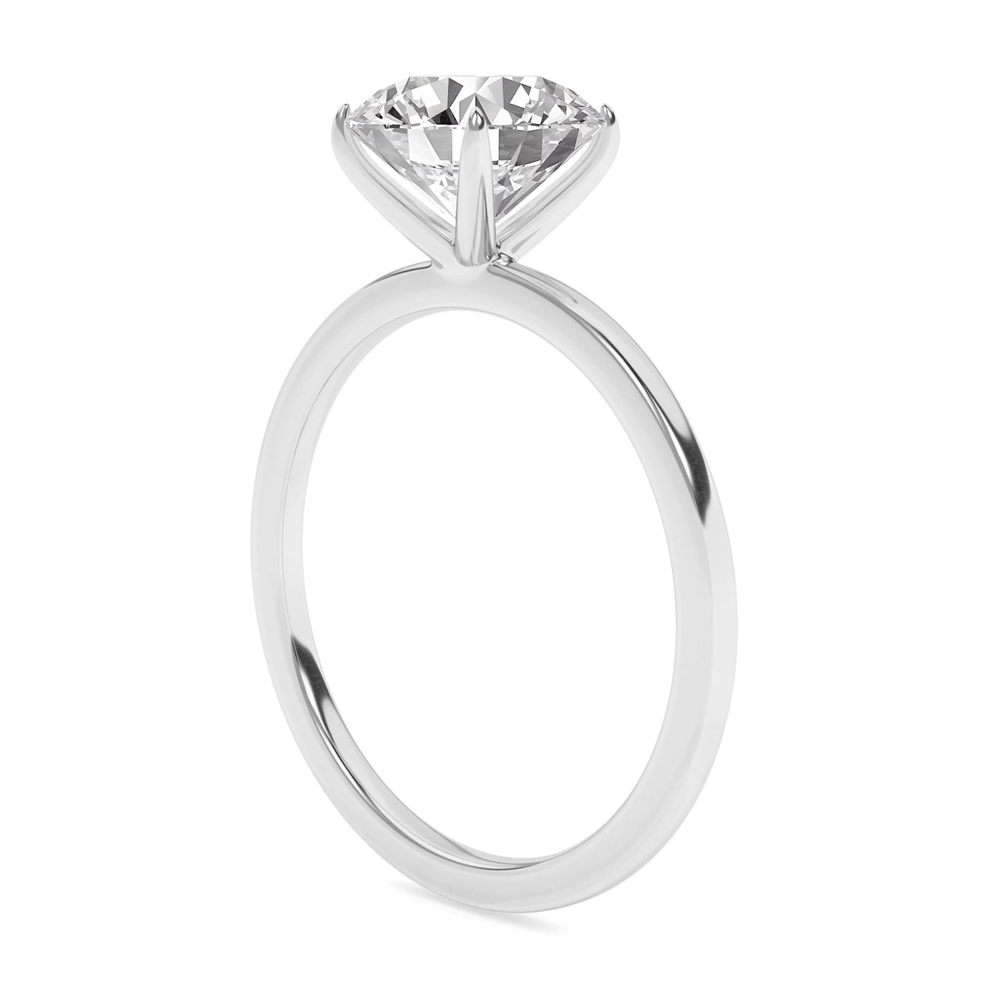 AFFY 4-Prong Solitaire Engagement Rings For Women, 2.00 Carat (ctw) Round Lab Created Moissanite Promise Ring For Her In 10k Solid White Gold | VVS1 Quality Ring Size-6.5
