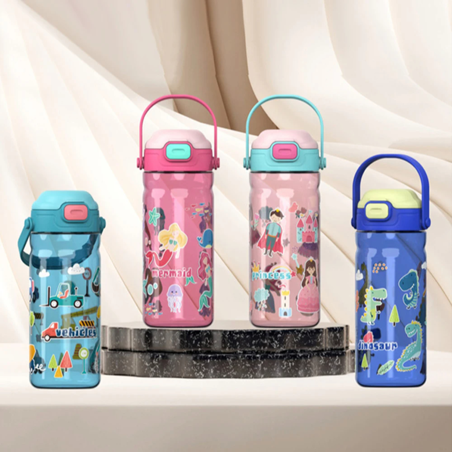 Portable 550ML Children‘s Cartoon Plastic Cup With Straw Anti-falling ...